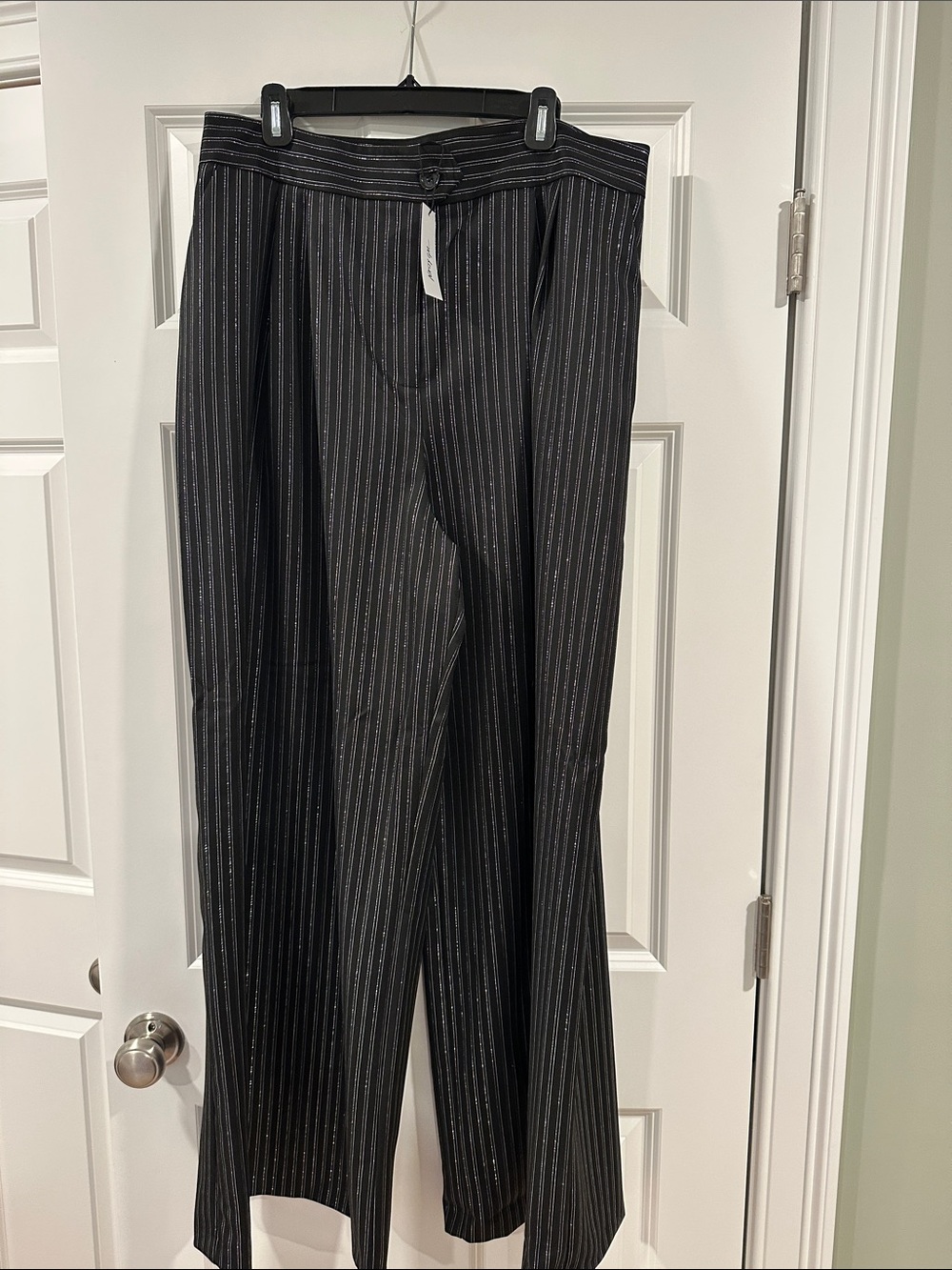 Nasty Gal Black Pinstripe Wide Leg Trousers